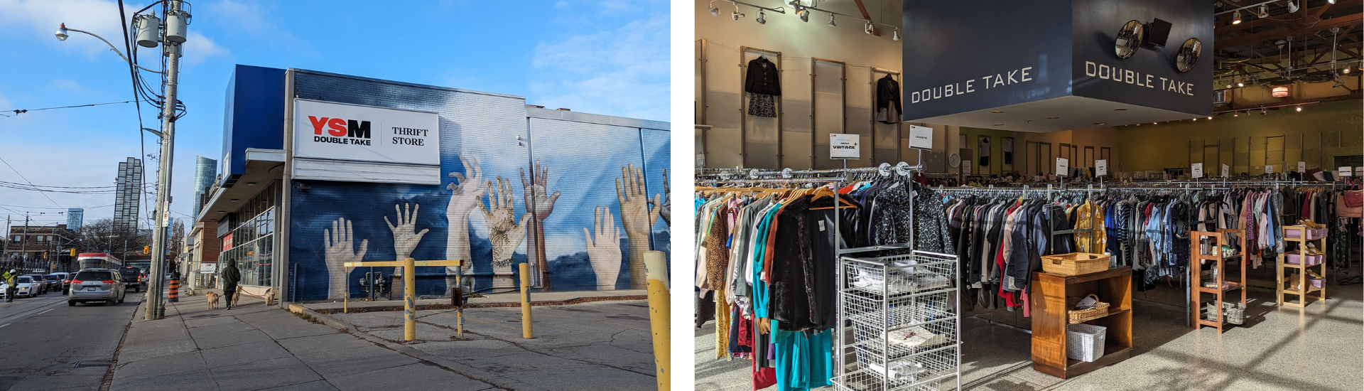 Exterior and Interior of the Yonge Street Mission's Double Take Thrift Store