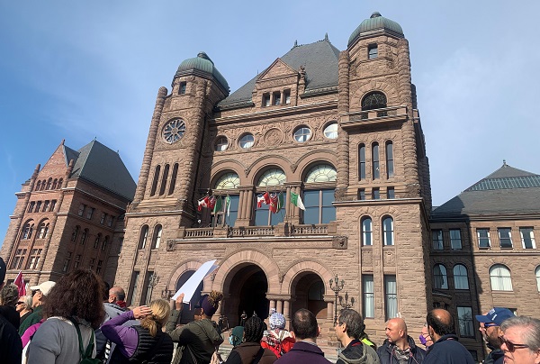 Striking CUPE Ontario Education workers at Queen's Park