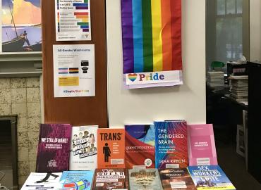 Photo of the Pride display in the CIRHR library