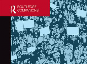 Portion if book cover showing illustration of crowd holding signs, with the Routledge Companions logo
