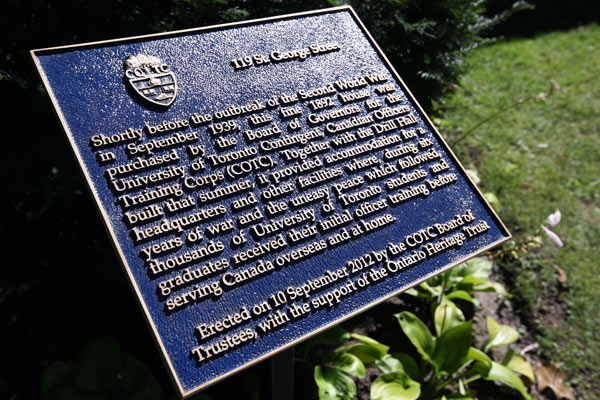 Fig. I. Canadian Officers Training Corps Plaque."Canadian Officers Training Corps Plaque Unveiling at University of Toronto." Seven Year Project.